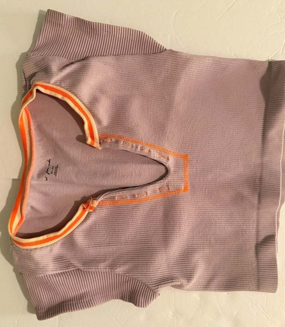 Out From Under Go For Gold Seamless Short Sleeve Crop Top Purple Orange